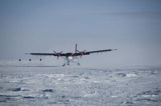 Four radar antennae on each wing of a plane sent energy through the ice, where it reflected off the hidden mountains.