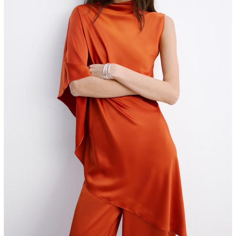 Mango , Asymmetric Satin Blouse