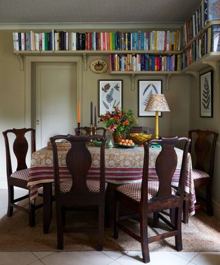 Dining room painted in Biscuit by Farrow & Ball