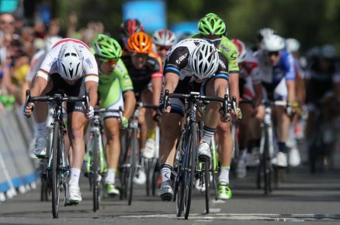 A photo finish to decide the winner of stage one. Mark Cavendish by a millimeter over John Degnekolb