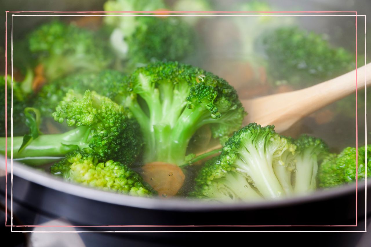 Broccoli being stir-fried in a pan to demonstrate the raw vs cooked debate