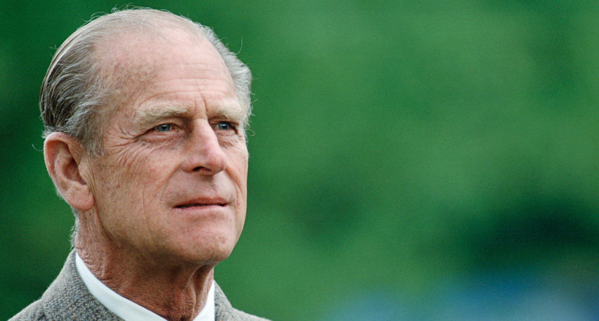 Prince Philip wearing a suit looking thoughtful