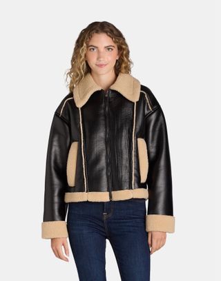 Time and Tru, Time and Tru Women's and Women's Plus Bonded Faux Shearling Bomber Jacket, Sizes Xs-3x