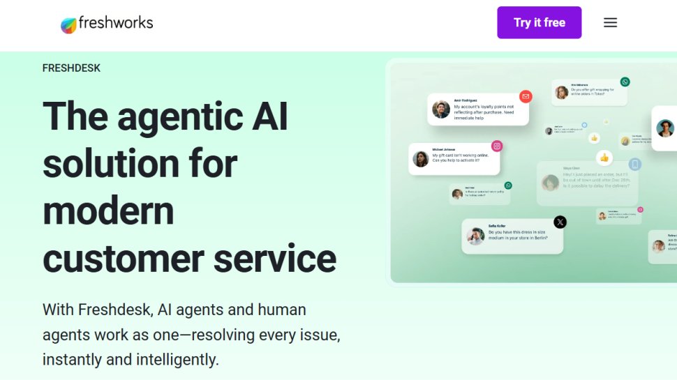 Freshdesk website screenshot (October 2025).