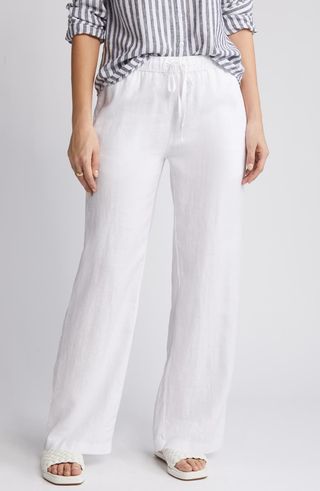 Drawstring Straight Leg Linen Pants