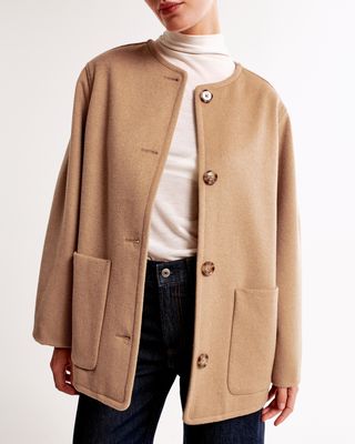 Abercrombie, Removable Scarf Wool-Blend Coat