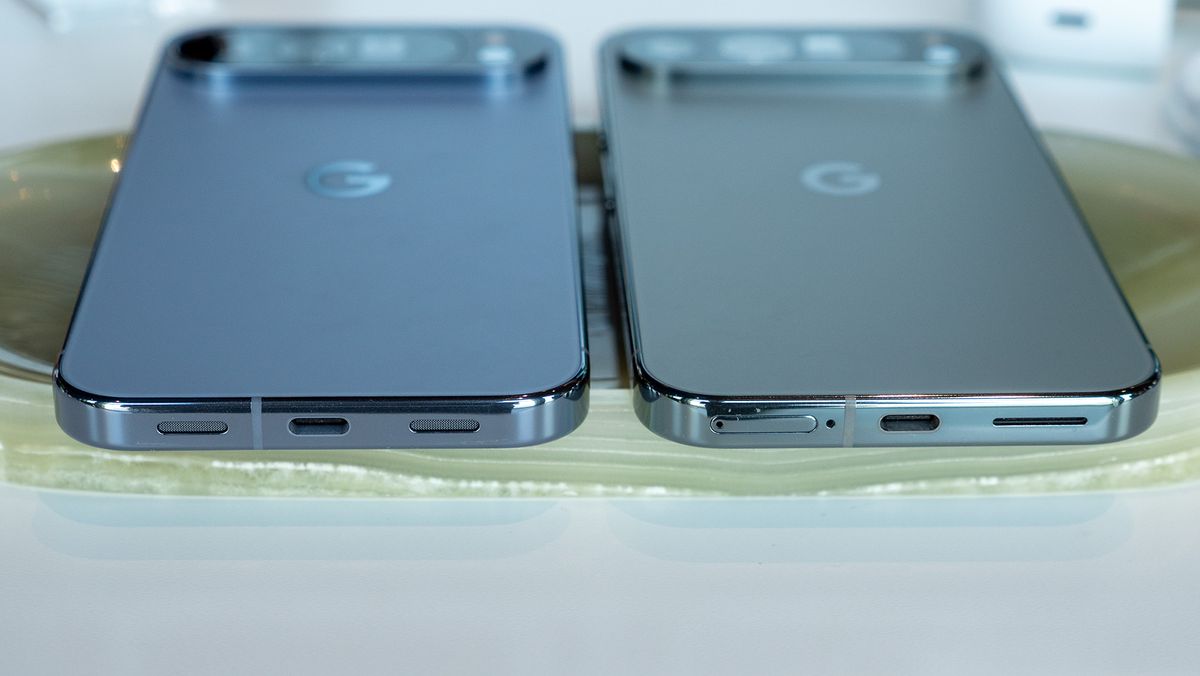 Comparing the designs of the Google Pixel 9 Pro XL to the U.S. model of the Google Pixel 10 Pro XL