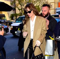 Dakota Johnson in an oversized blazer.