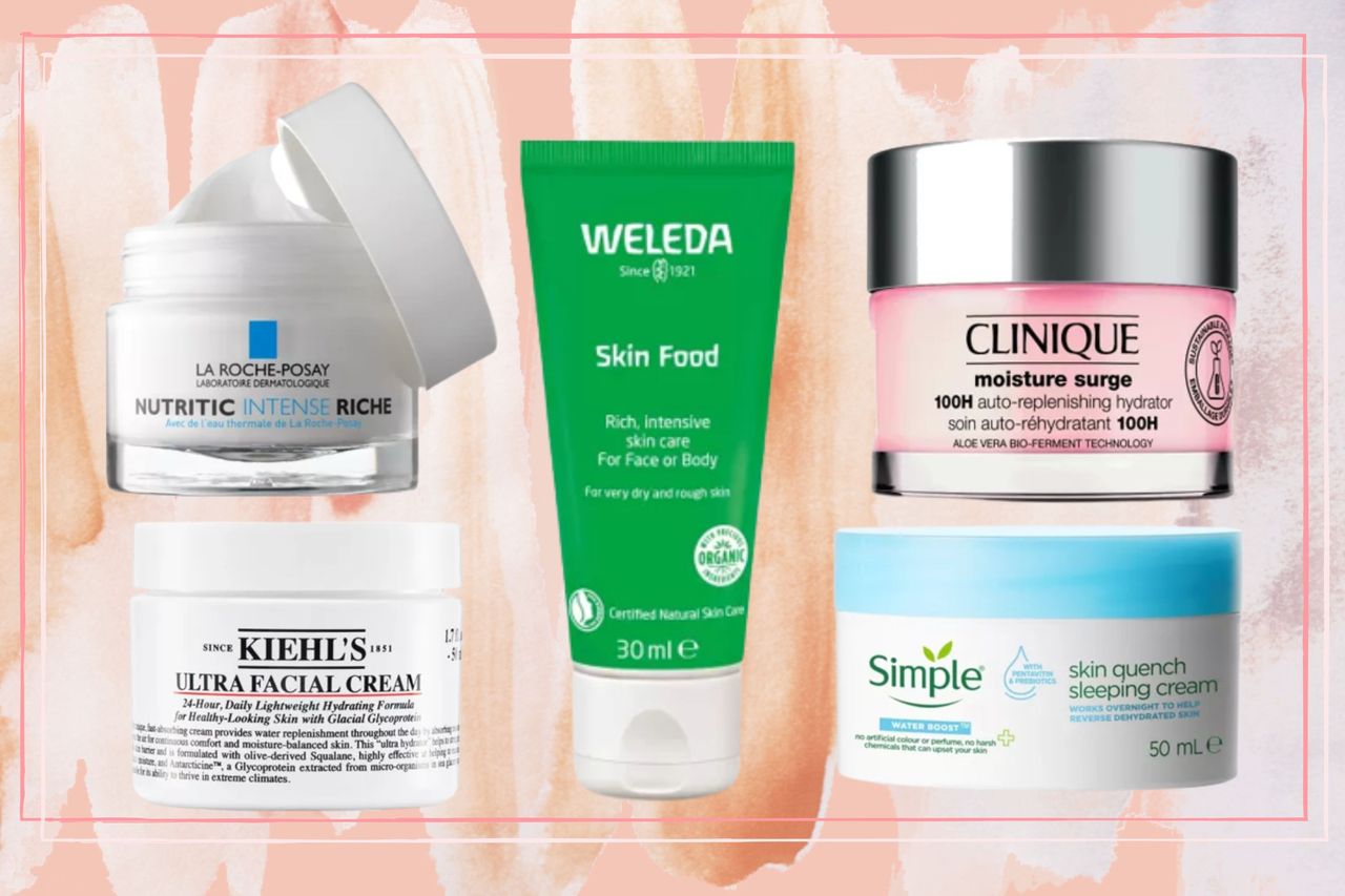 a collage showing the best moisturisers on the high street - including clinique and kiehl&#039;s