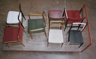 Leather and wooden chairs