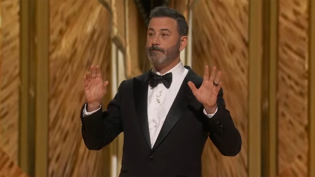 Jimmy Kimmel delivering his monologue during the 95th Annual Academy Awards.