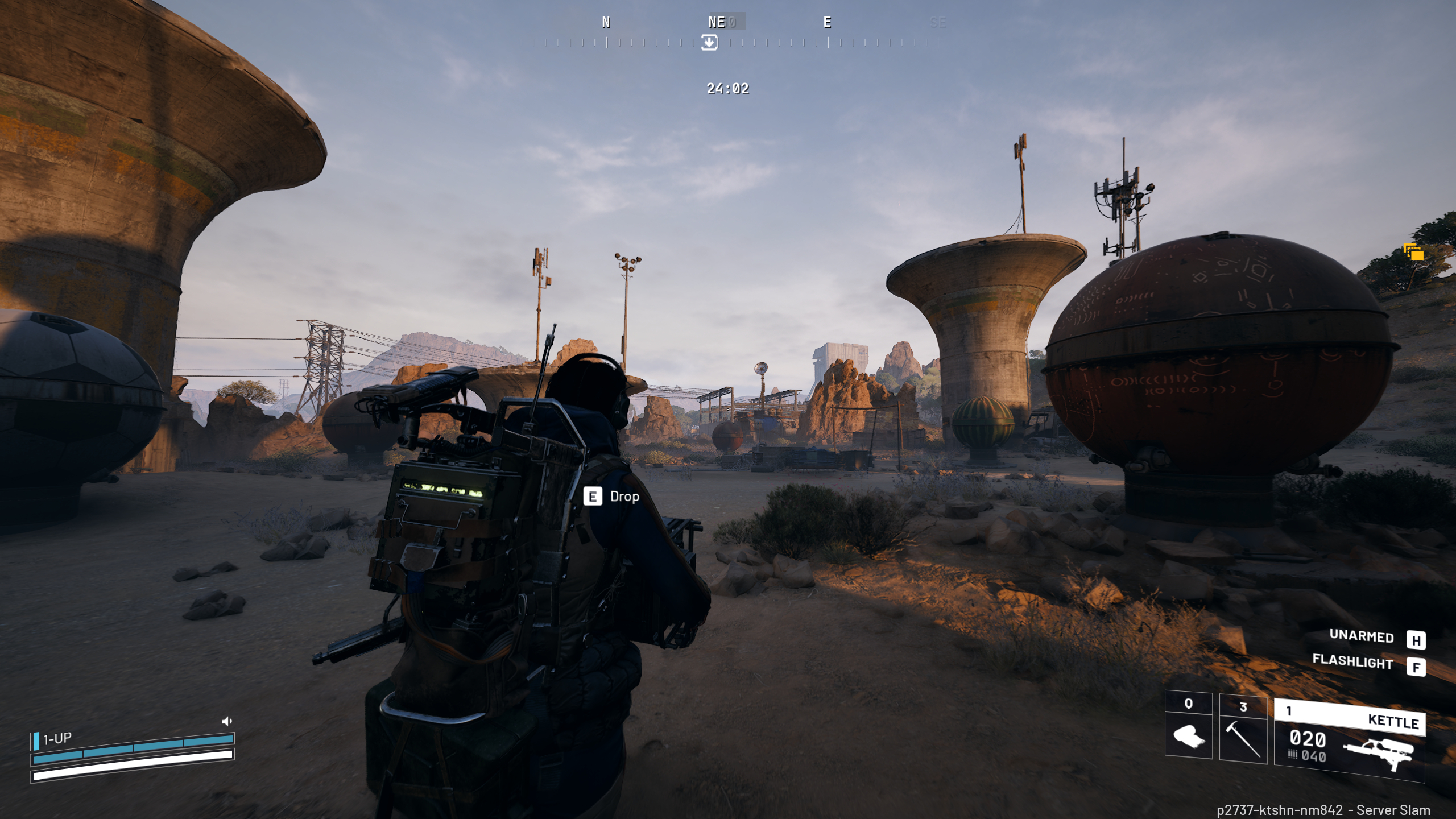 Arc Raiders Field Crate locations: A player carrying a field crate towards a Field Depot in the distance.