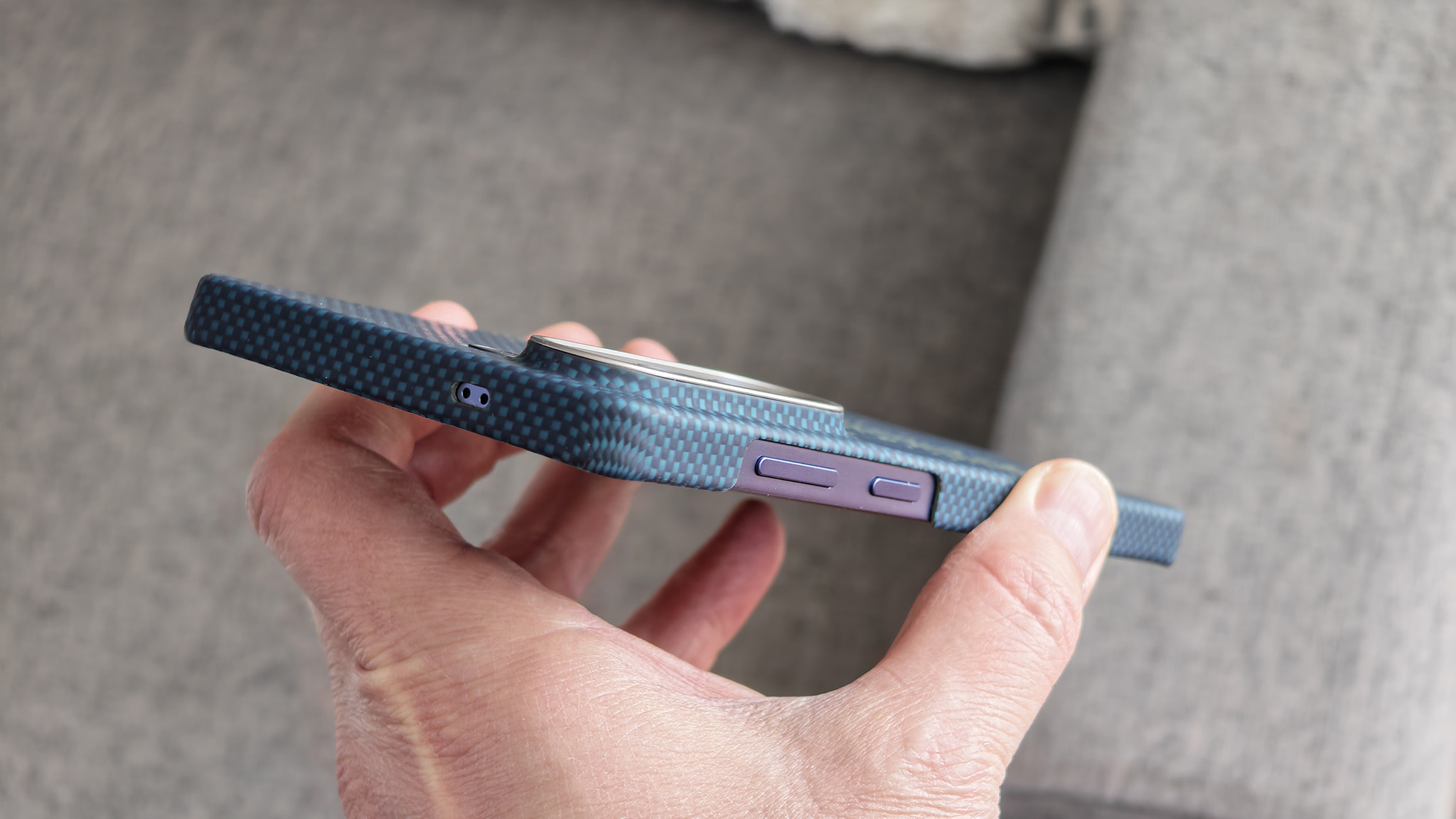 A Pitaka Edge case on a Samsung Galaxy S26 Ultra