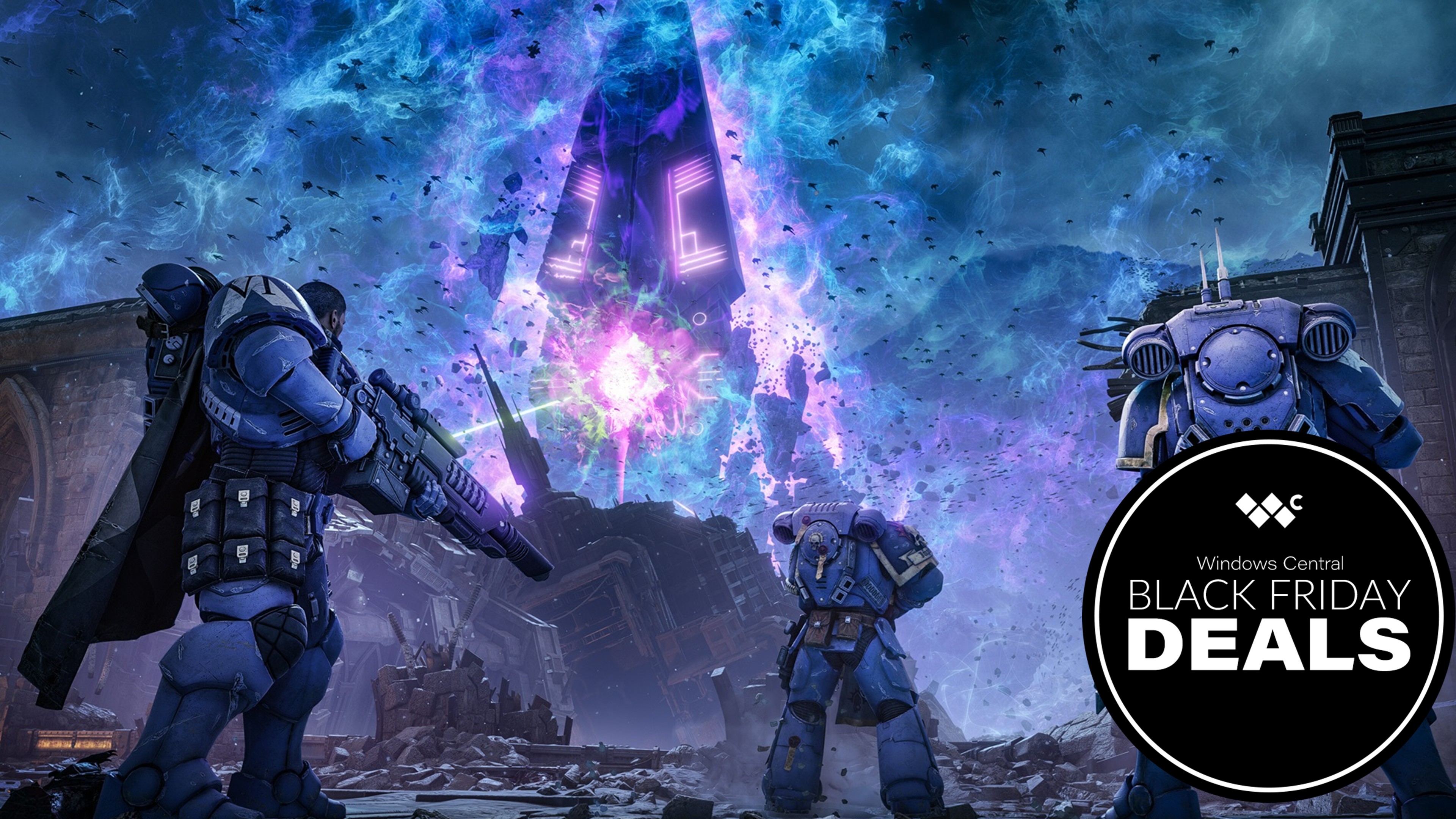 Warhammer 40,000: Space Marine 2 image with text reading 'Windows Central Black Friday deals" in the bottom-right corner.