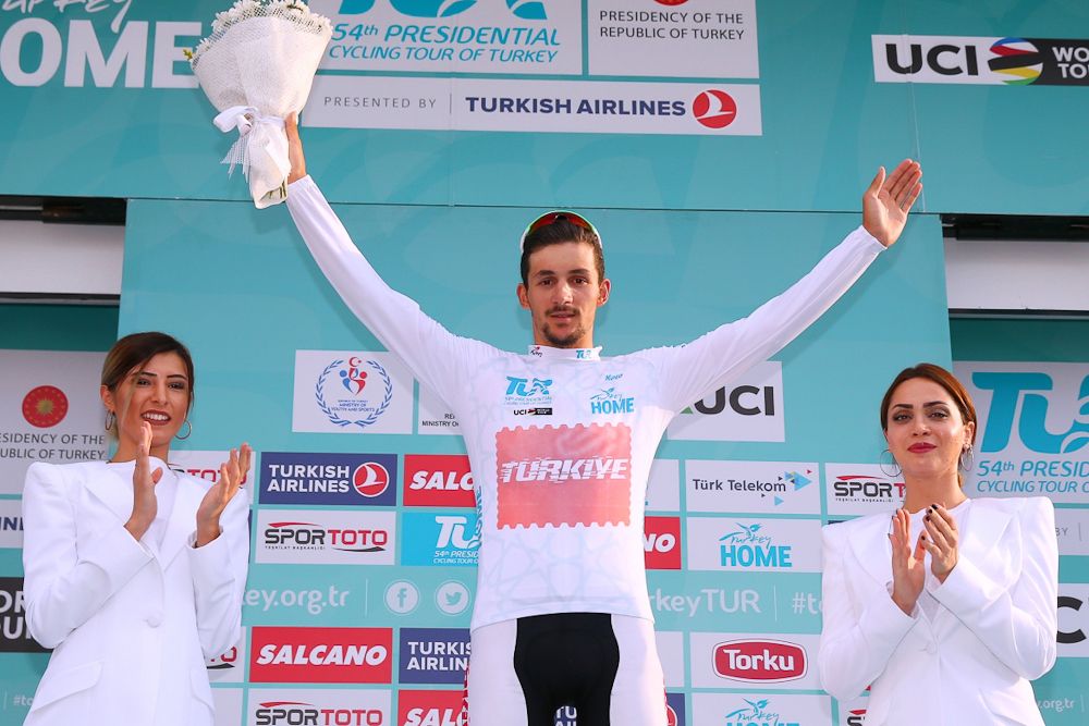 Onur Balkan in white after stage 3 in Turkey