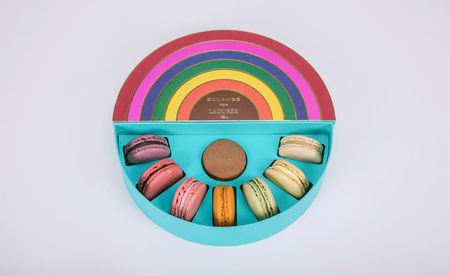 Jewellery in rainbow designed box resembling macaroon sweets