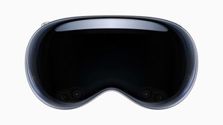 Apple Vision Pro reveal image from the front showing the laminated glass outer display