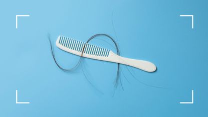 Comb with strands of hair fallen out over the top, representing the question of does Ozempic cause hair loss