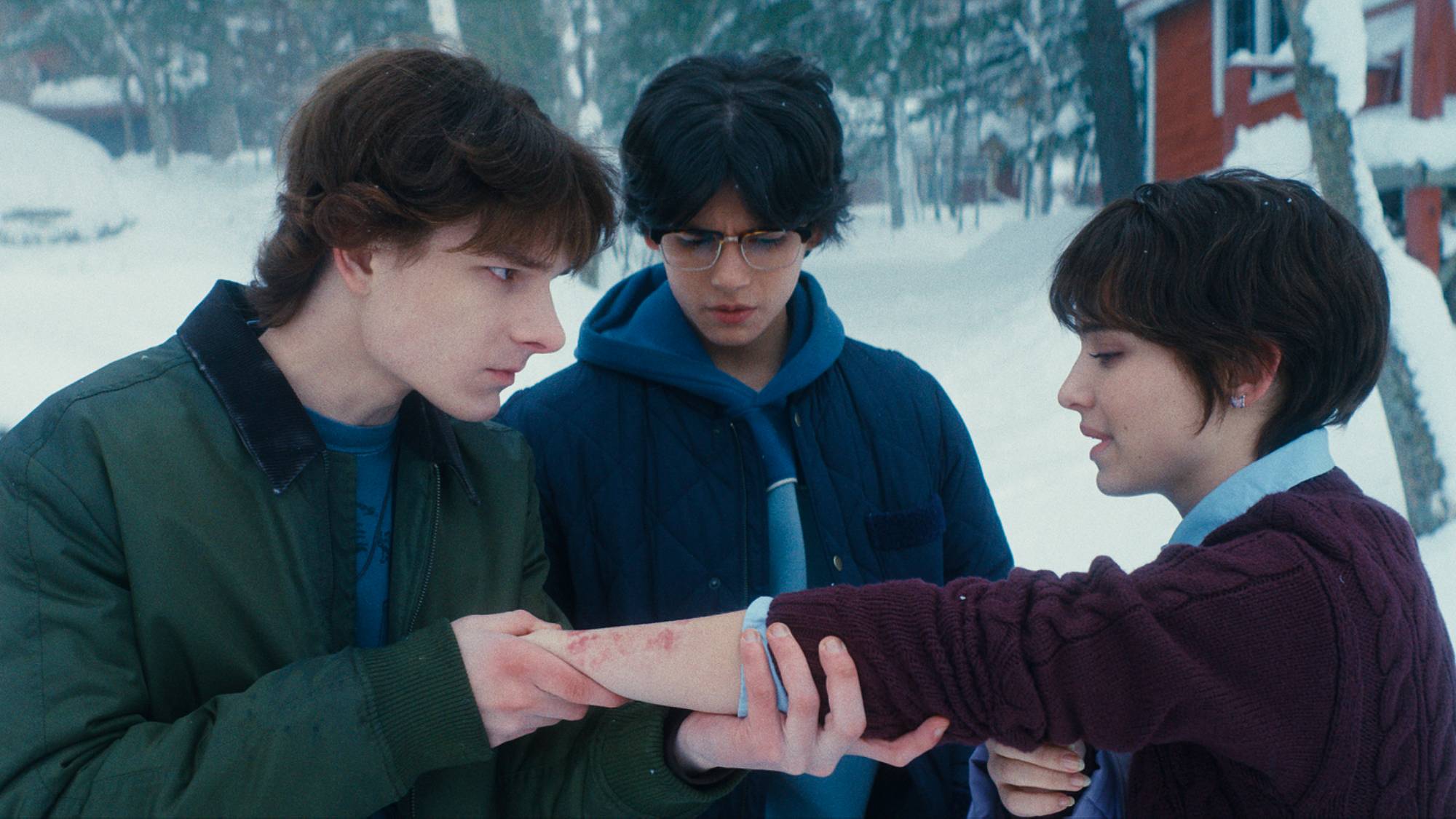 Mason Thames as Finney, Miguel Mora as Ernesto, and Madeleine McGraw as Gwen in &quot;Black Phone 2&quot; (2025)