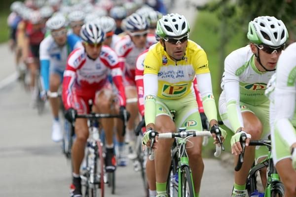Robert Vrecer in yellow during the stage.