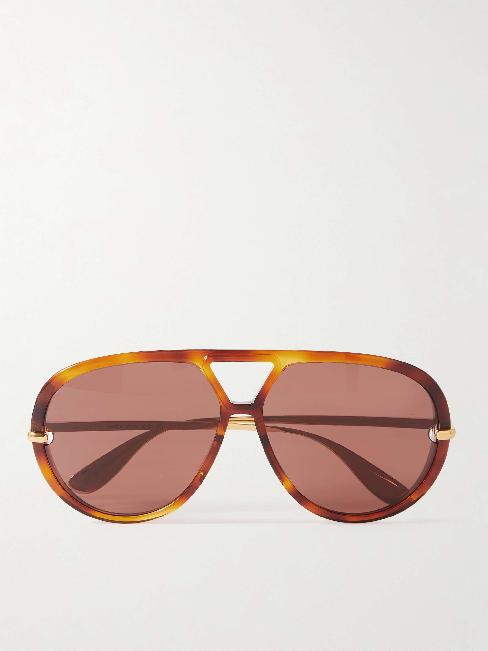 Drop Oversized Aviator-Style Tortoiseshell Recycled-Acetate and Gold-Tone Sunglasses