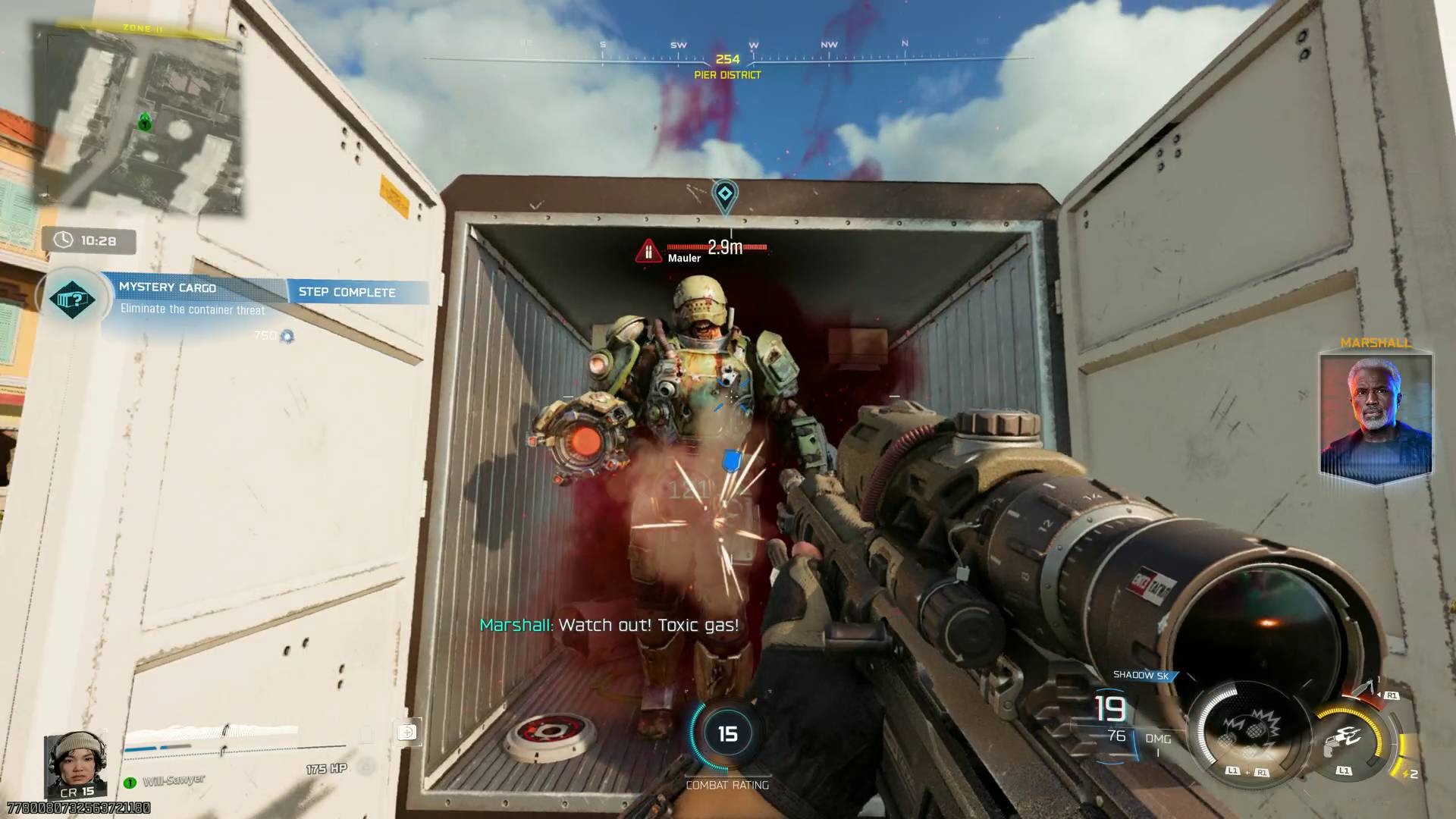 Call of Duty Black Ops 7 Endgame mode mauler boss stepping gout of shipping container