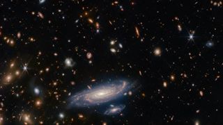 A image of a cavalcade of galaxies and stars taken by the James Webb Space Telescope shows a galaxy located 1 billion light-years away in stunning detail.