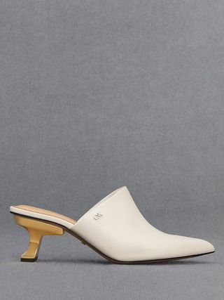 Leather Sculptural-Heel Mules