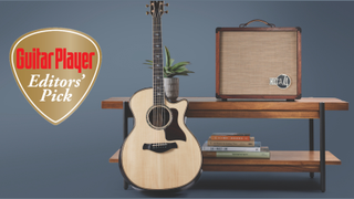 A Taylor acoustic guitar (left) and a Taylor Circa 74 AV150-10 amplifier