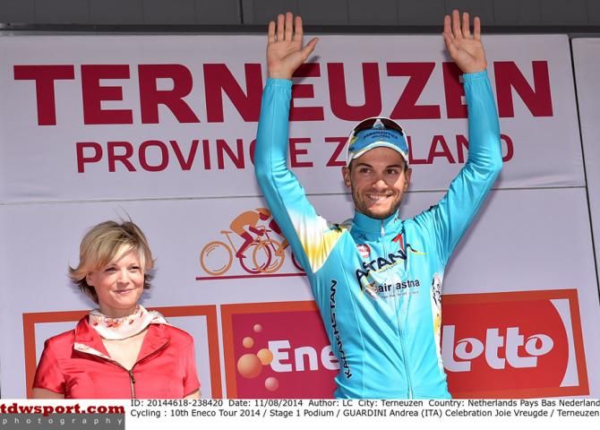 Andrea Guardini on the podium