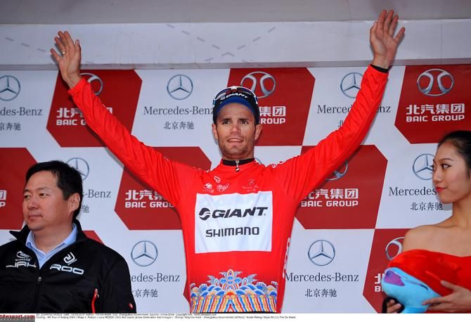Luka Mezgec (Giant-Shimano) takes the early race lead in Beijing