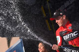 Rohan Dennis (BMC) is getting used to spraying the podium champagne