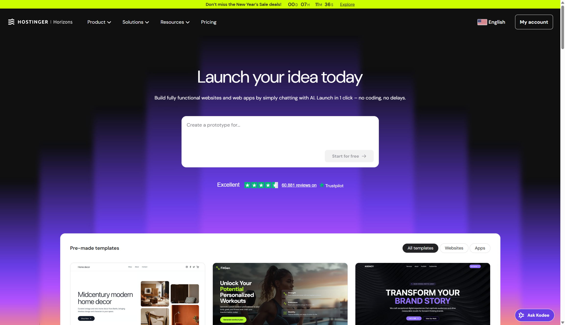screenshot of vibe coding platform being used