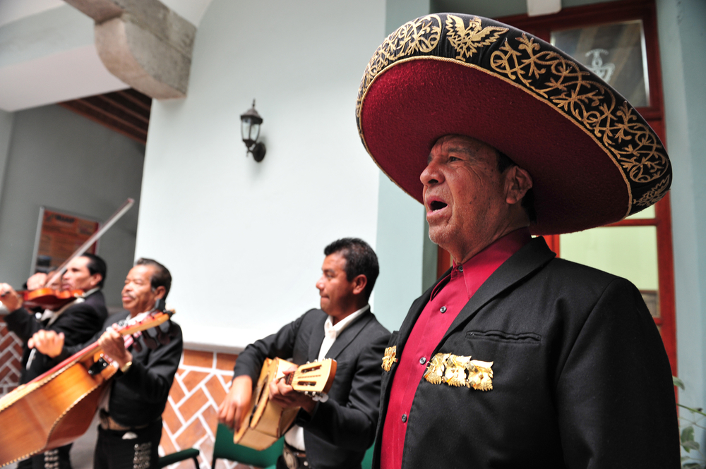 A mariachi band plays music in Puebla. Marichi music is a tradition that goes back to the 19th century.