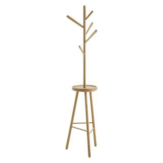 Twiggy Oak Coat Stand with branches for hanging items off and a tray in the middle