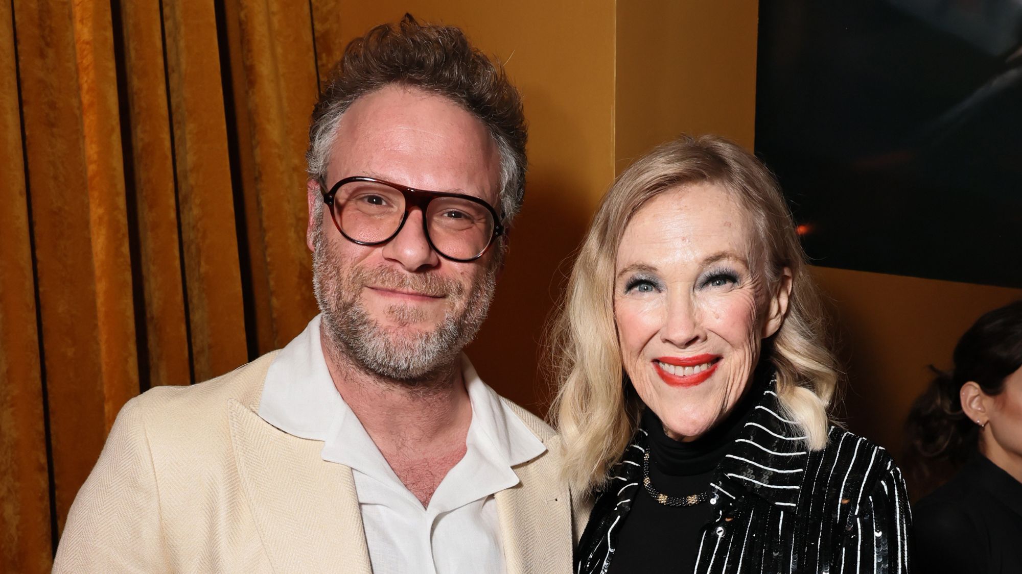 Seth Rogen and Catherine O'Hara at the LA premiere of The Studio in 2025