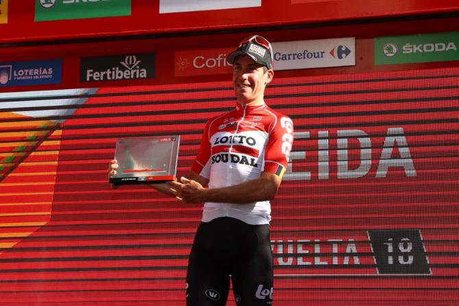 Jelle Wallays (Lotto Soudal) enjoys his moment on the podium