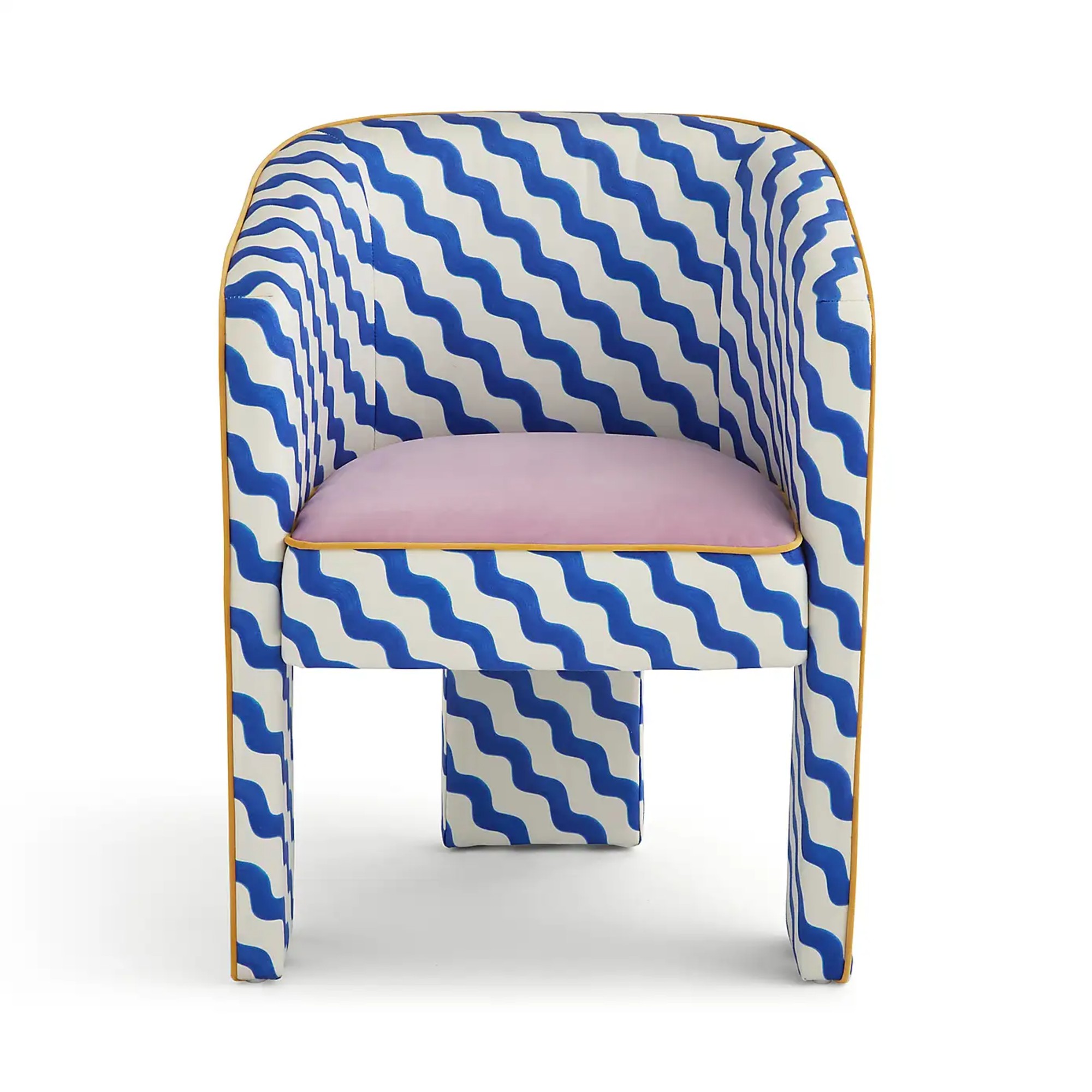 Dunelm x Sophie Robinson Dining Chair, Colbalt Blue Wiggle Fabric