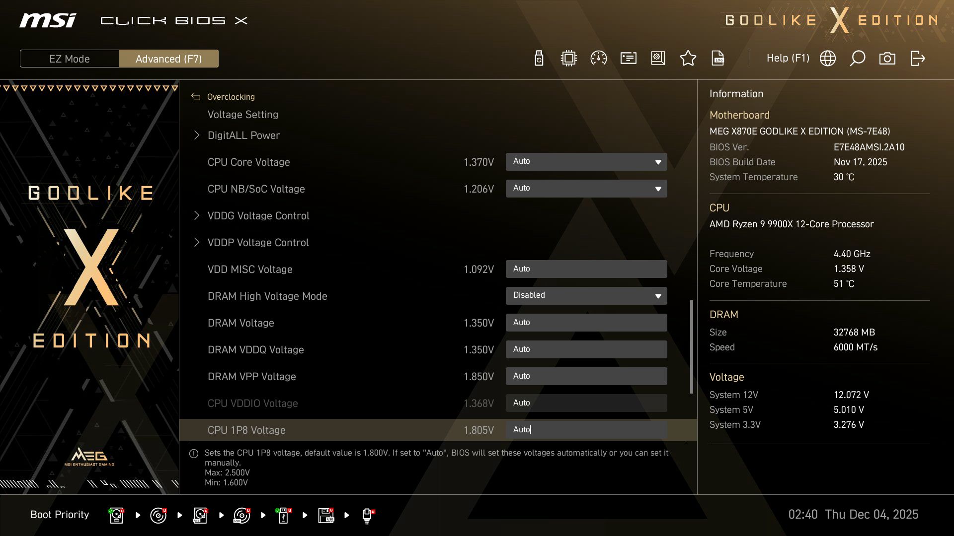 MSI X870E Godlike X - BIOS