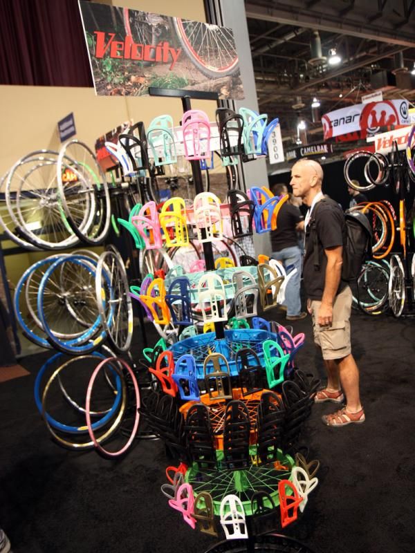 Velocity also showed off a mountain of colors for its new high-value nylon bottle cage.