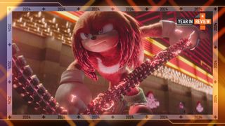 Knuckles glows red as he grabs an enemy's chain to counter their strike