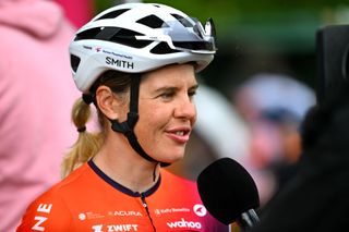 SCHMALKALDEN GERMANY JUNE 30 Romy Kasper of Germany and Team Human Powered Health meets the media press prior to the 36th Internationale LOTTO Thringen Ladies Tour 2024 Stage 6 a 1054km stage from Schmalkalden to Schmalkalden on June 30 2024 in Schmalkalden Germany Photo by Luc ClaessenGetty Images