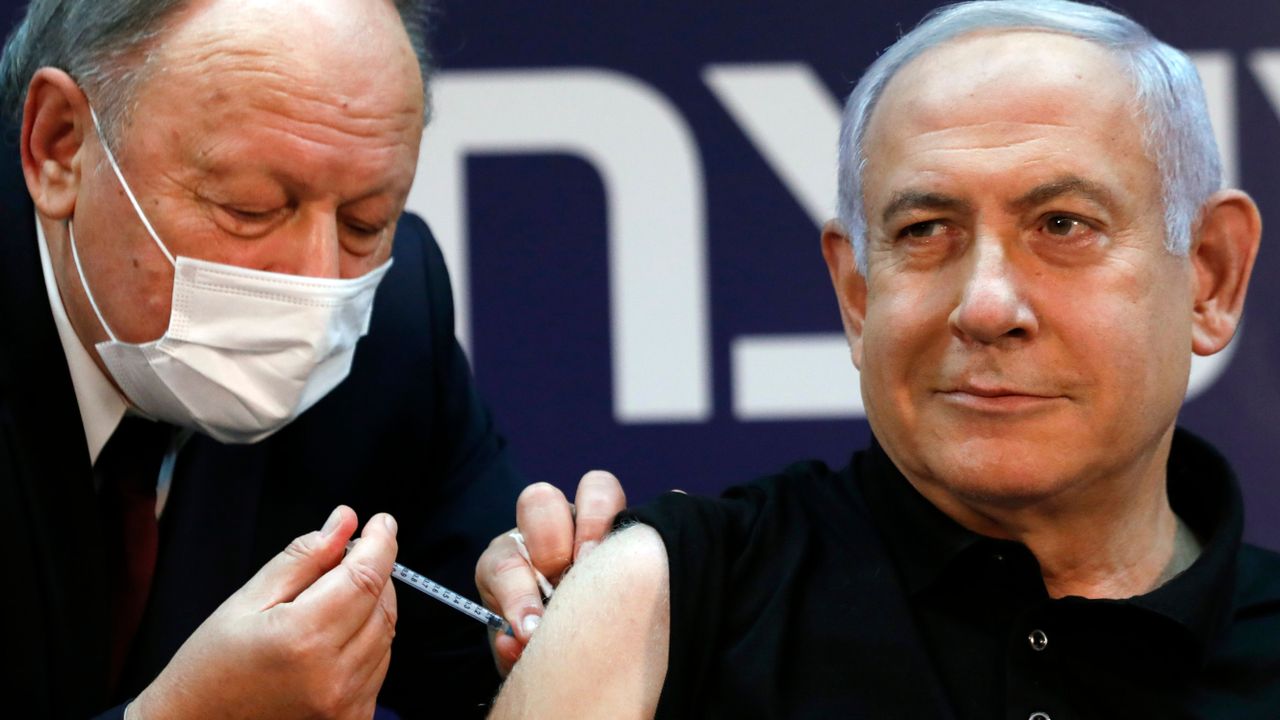 Benjamin Netanyahu receives a coronavirus vaccine at the Sheba Medical Center, the country&amp;#039;s largest hospital.