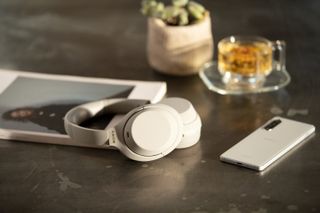 Sony WH-1000XM4 wireless headphones on a desk