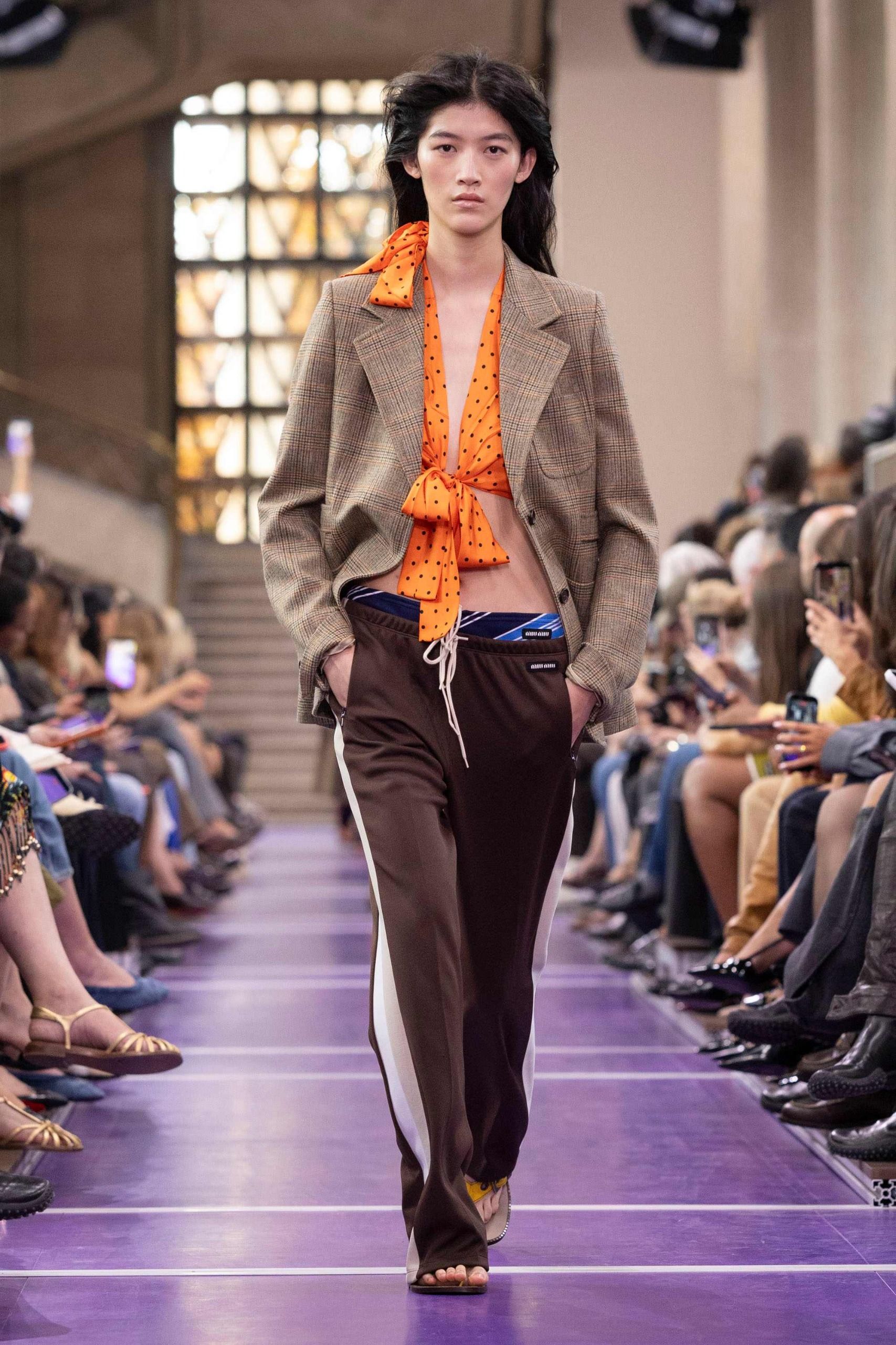 Miu Miu S/S 27 runway, track pants and shorts trend