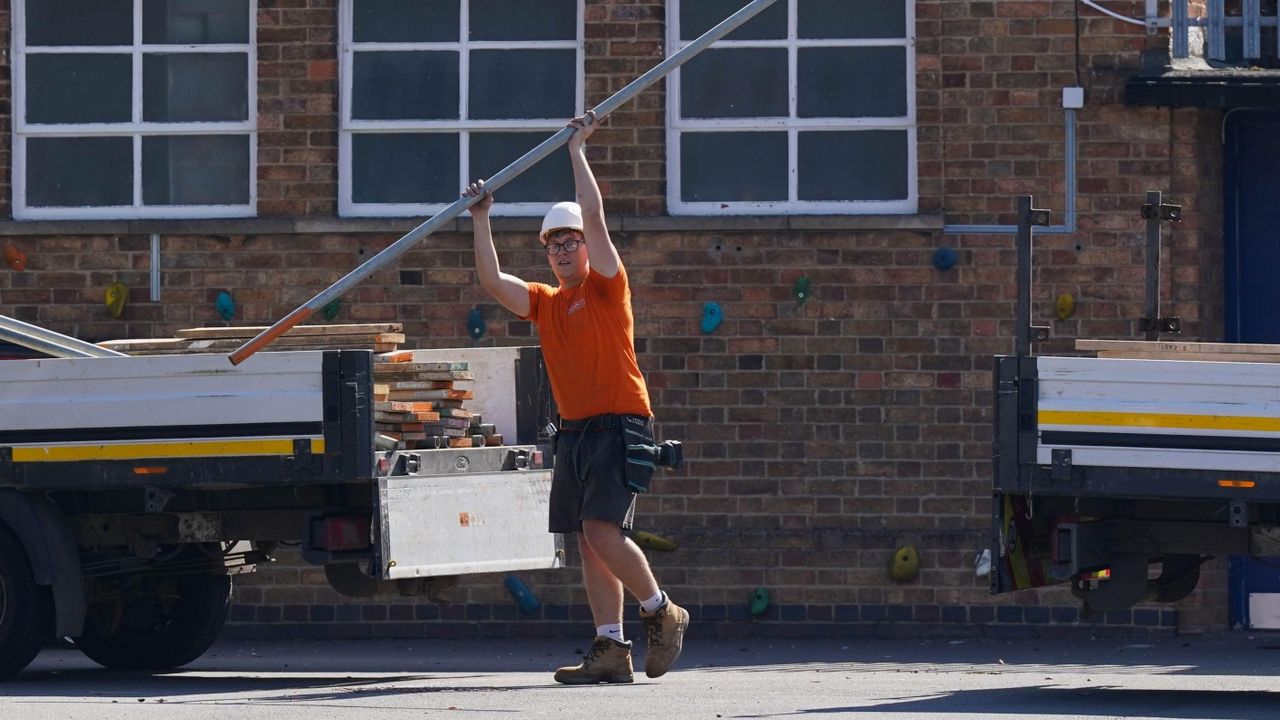 Remedial work is carried out at carried out at Mayflower Primary School in Leicester, which has been affected by RAAC