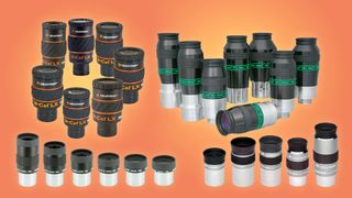 The best eyepieces for telescopes on an orange background