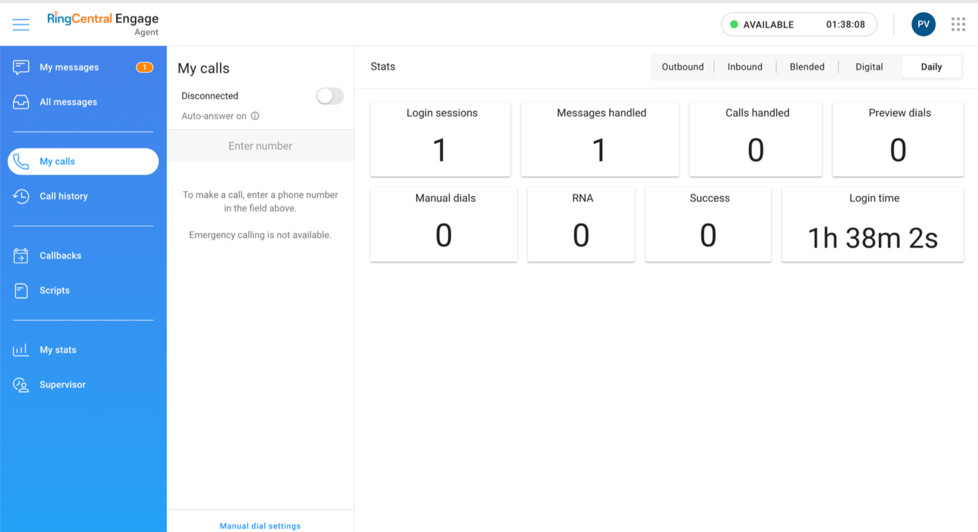 RingCentral Contact Center interface