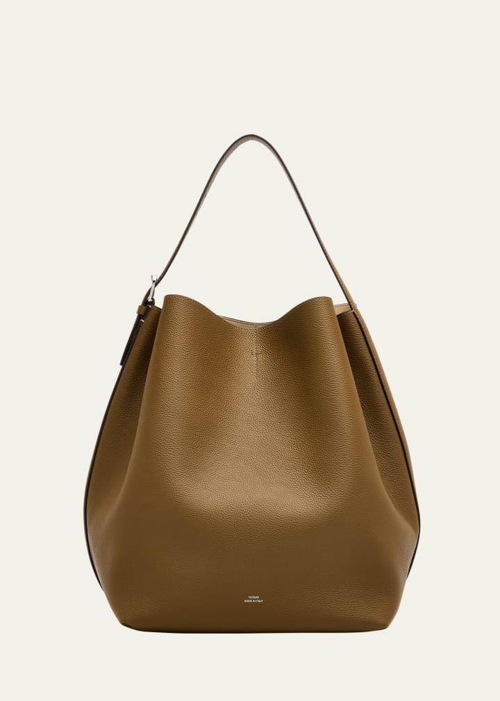Belted Leather Tote Bag