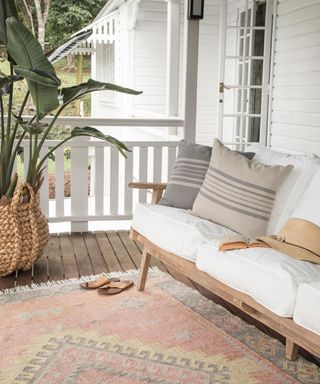 outdoor rug on a front porch